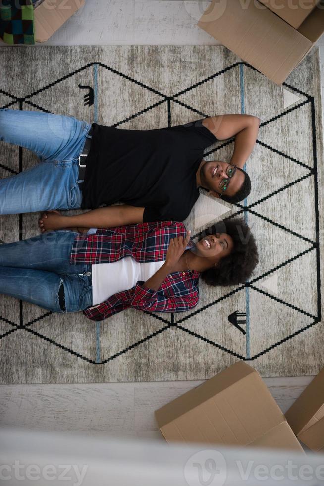 Top view of attractive young African American couple photo