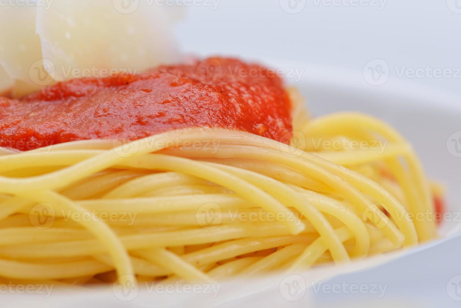 Italian spaghetti on white photo