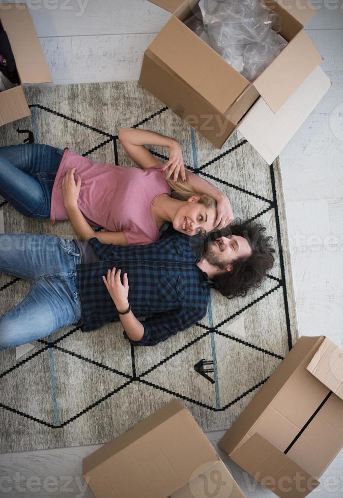 Top view of attractive young couple photo