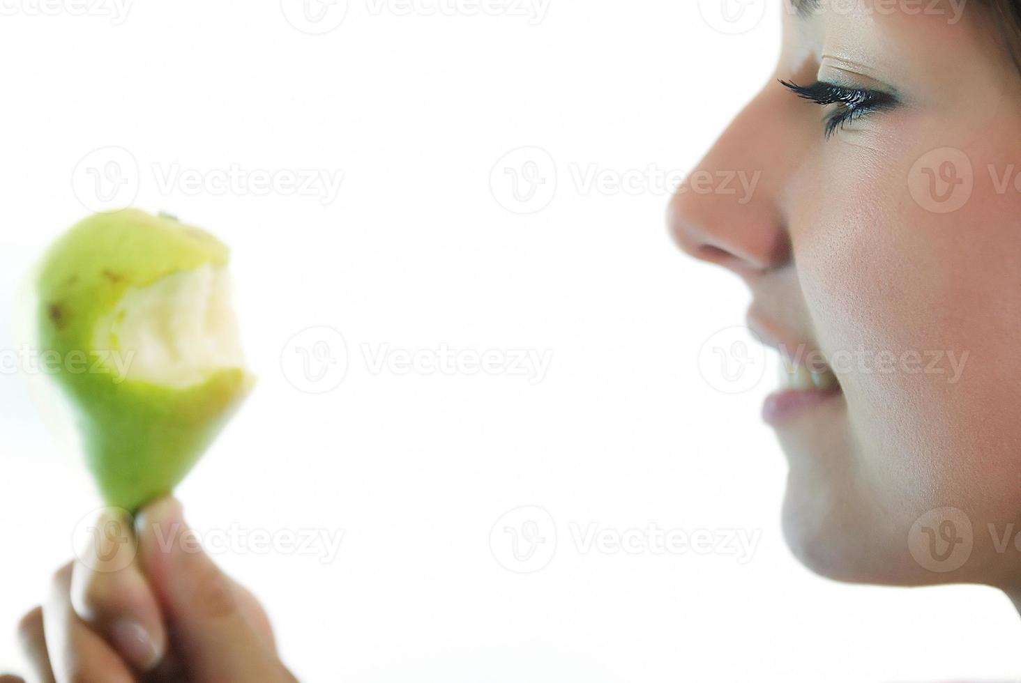 beautiful girl with pear photo