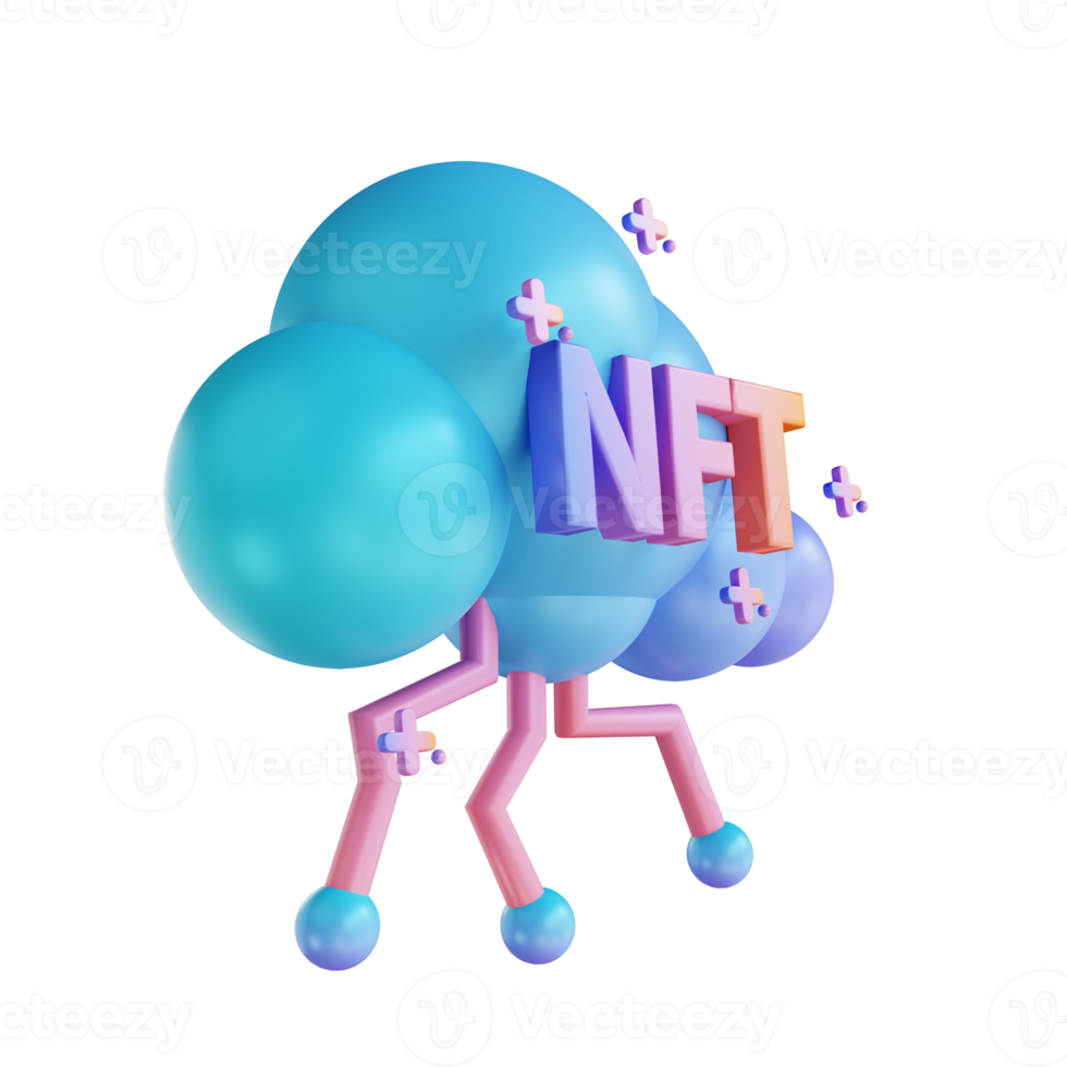 3D illustration NFT cloud png