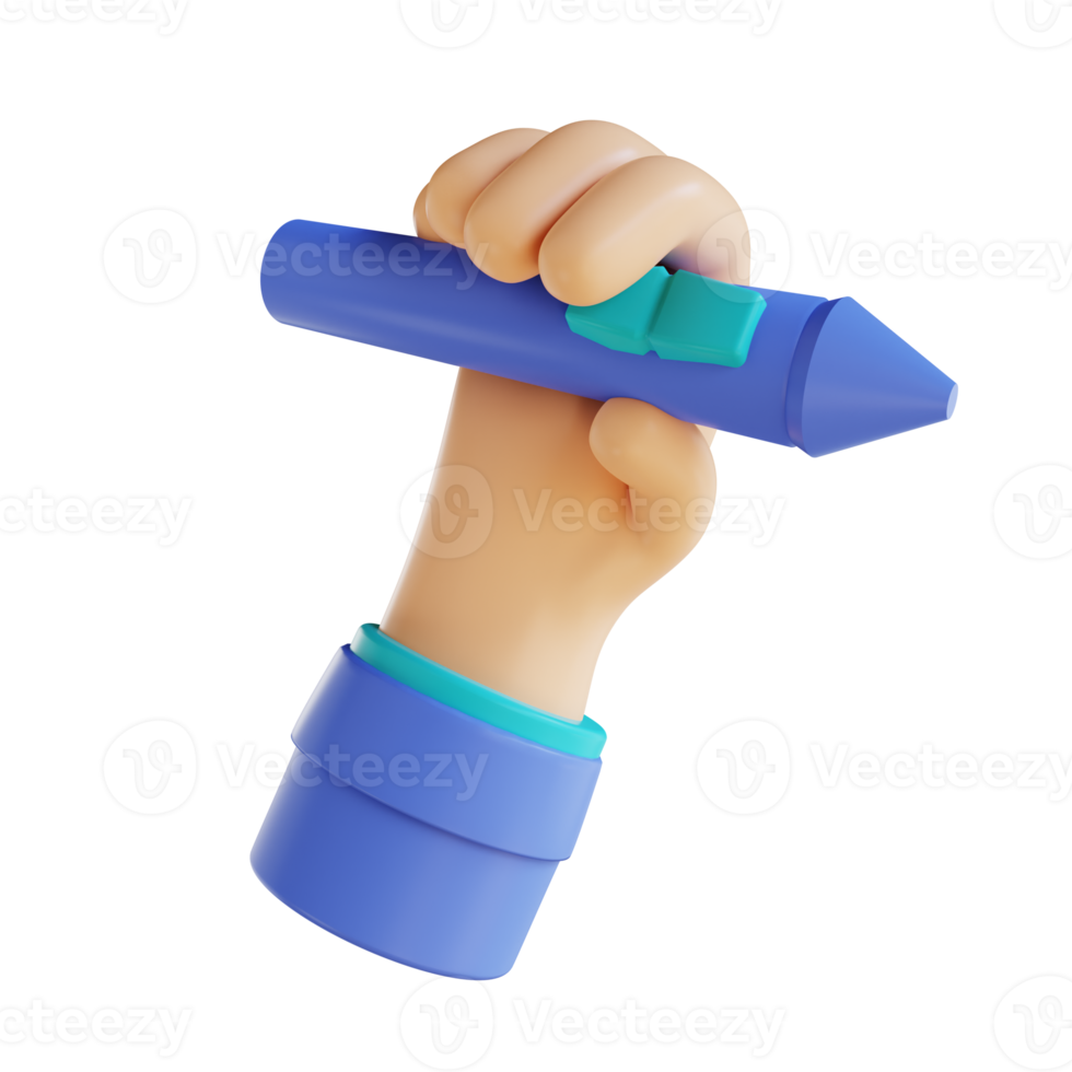3d illustration hand and pen png