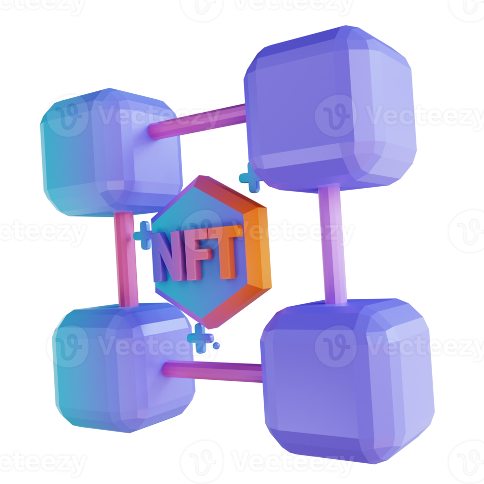 illustration 3d blockchain nft png