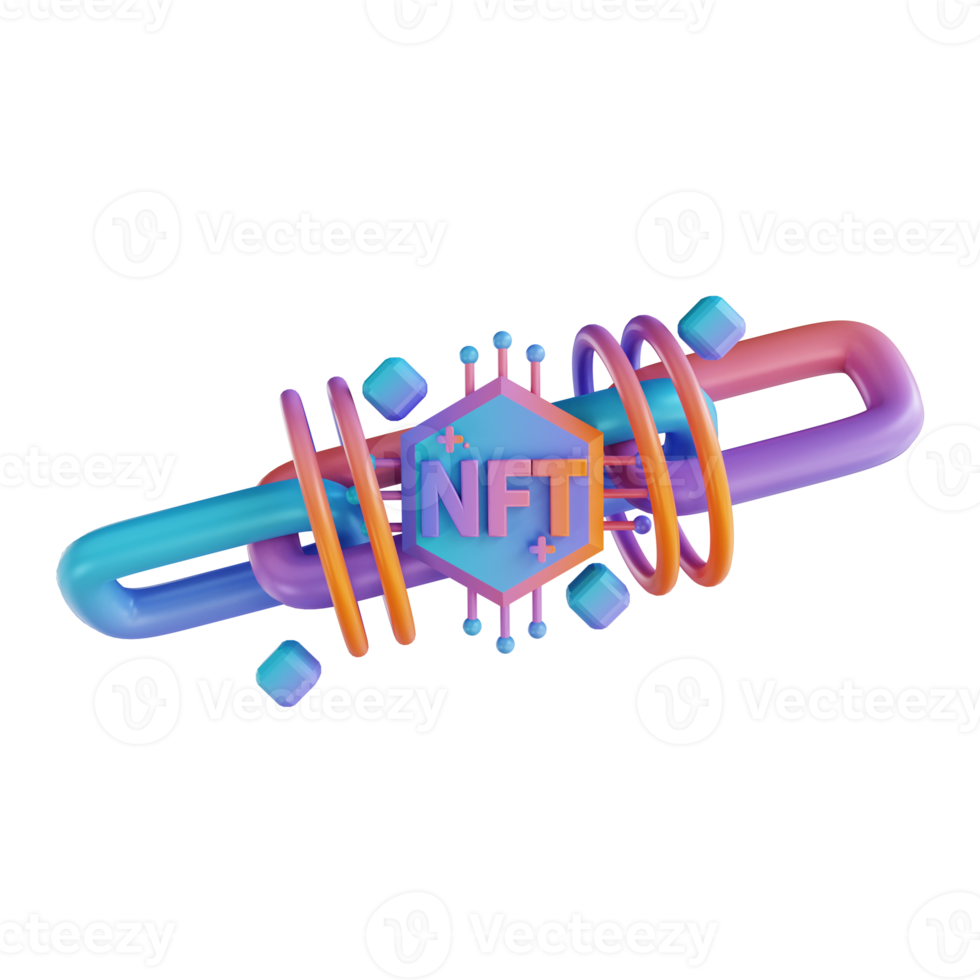 3D illustration Ethereum and NFT link png