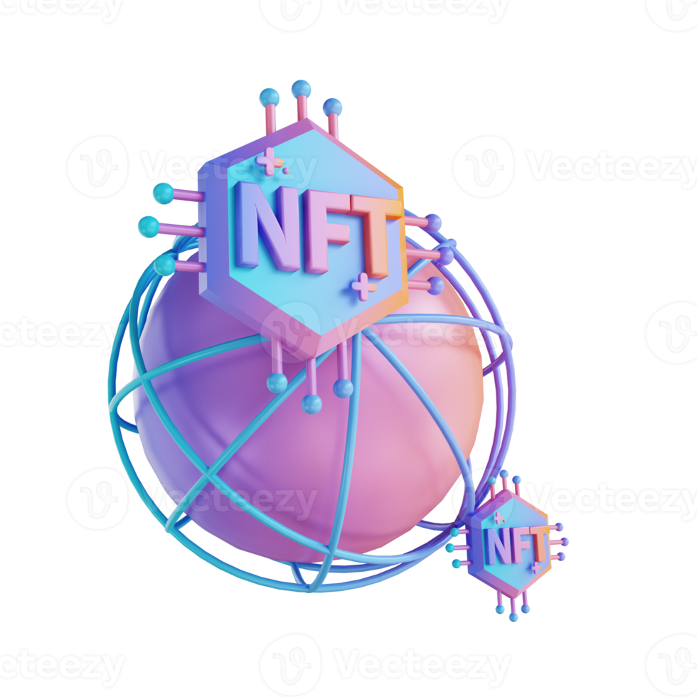 3D illustration global NFT png