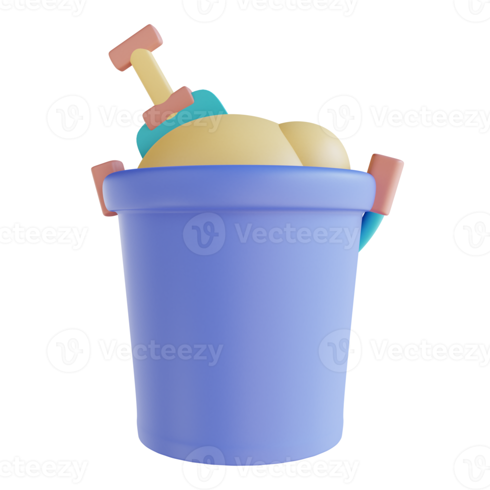 3D illustration sand shovel cans png