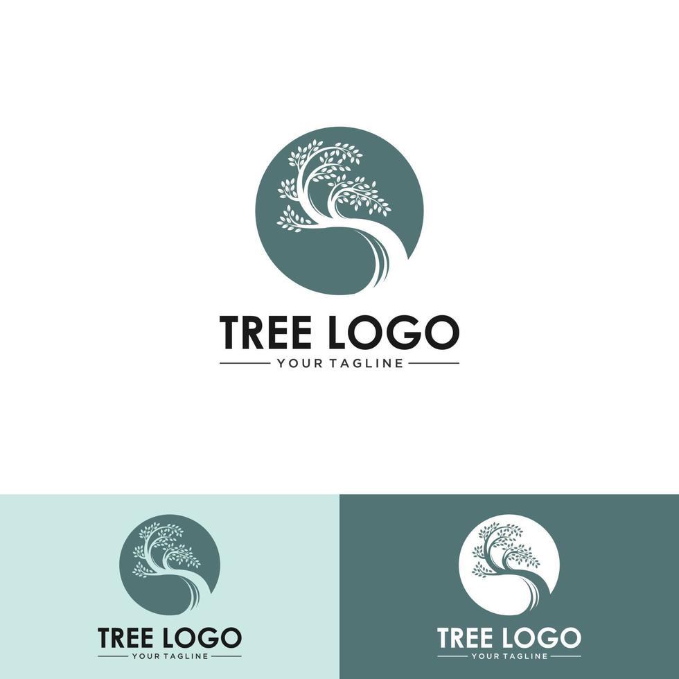 Abstract vibrant tree logo design, root vector - Tree of life logo design inspiration isolated on white background.