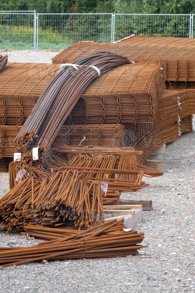 steel and iron mats on a construction site photo