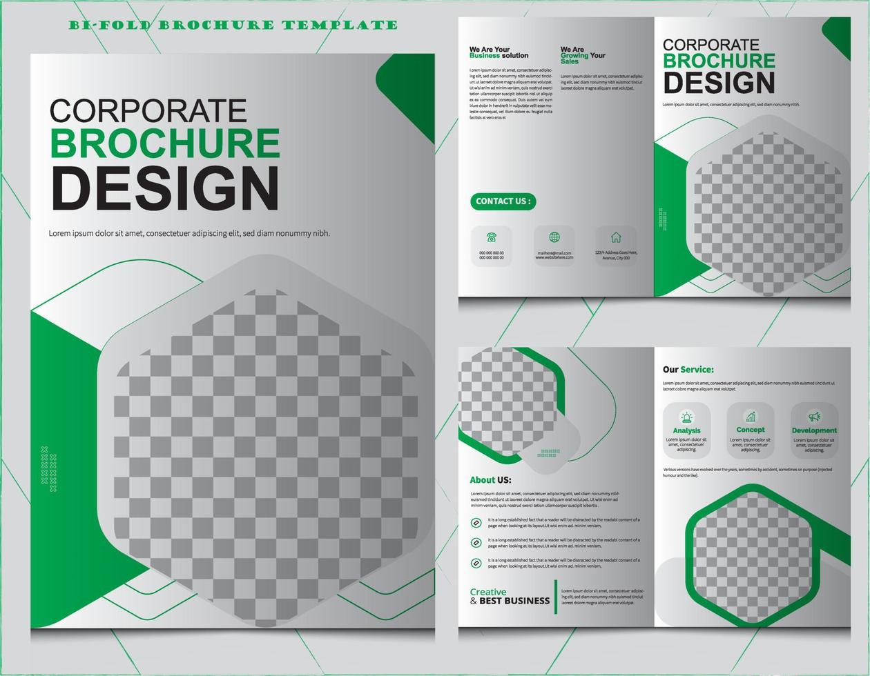 folleto de dos pliegues, diseño de plantilla de folleto, diseño mínimo de plantilla de folleto comercial de varias páginas, informe anual, perfil de empresa corporativa, diseño de plantilla editable. diseño de primera calidad. vector