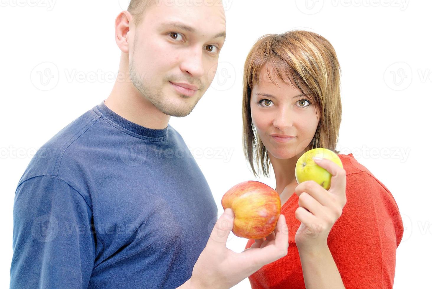 healthy couple with apple photo