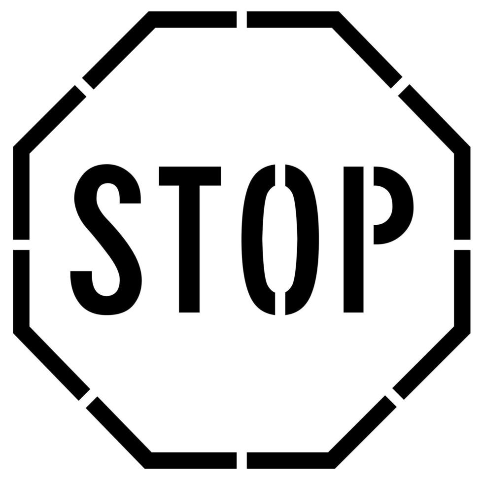 Stop road sign pavement stencil template vector