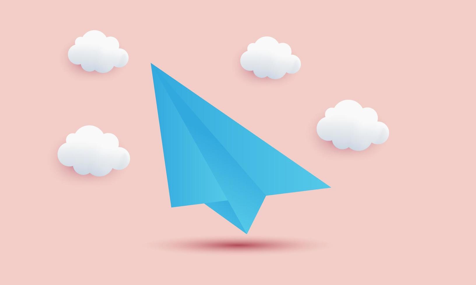 unique realistic blue paper airplane icon 3d design isolated on vector