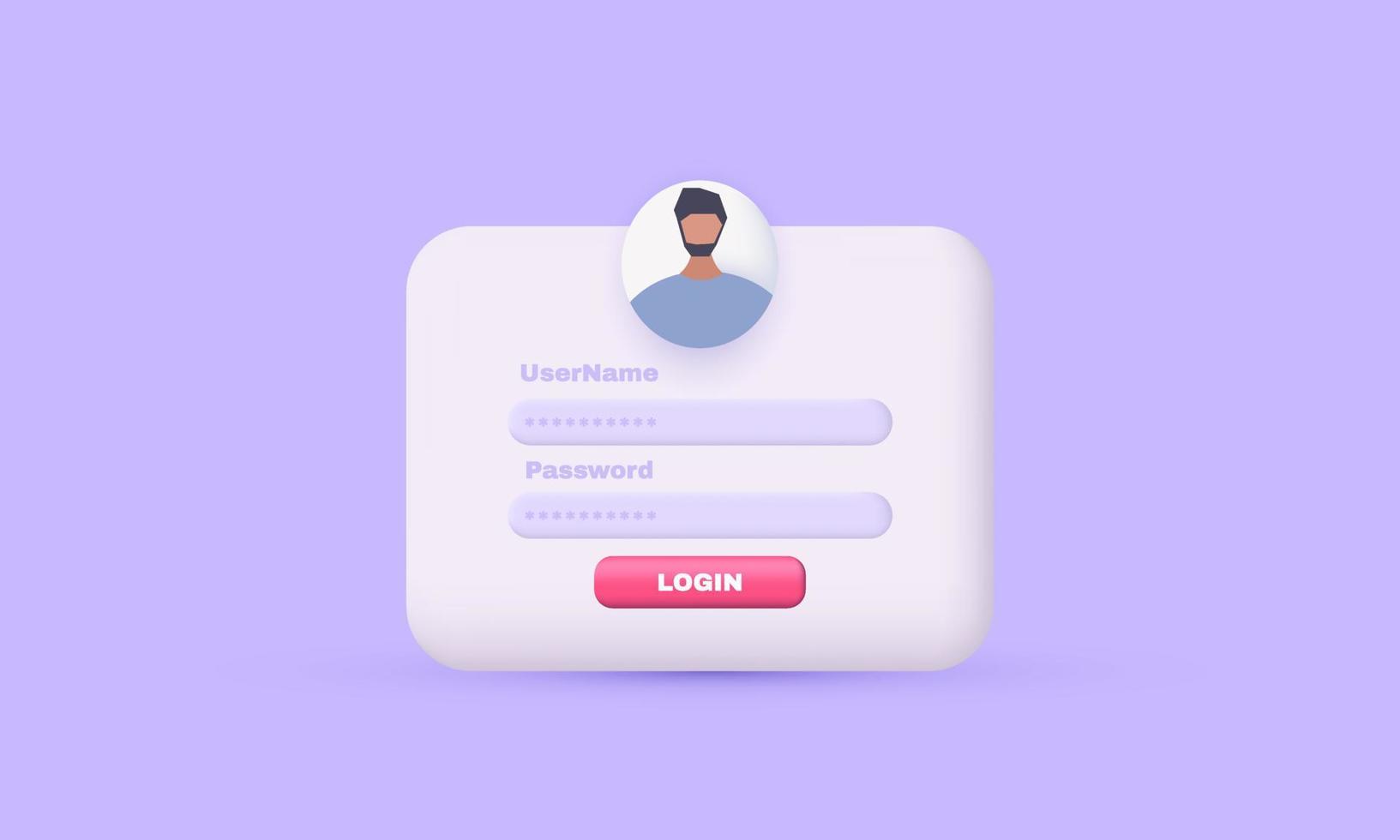 unique realistic login website or smartphone template 3d design isolated on vector