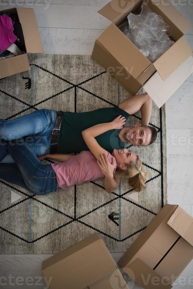 Top view of attractive young couple photo