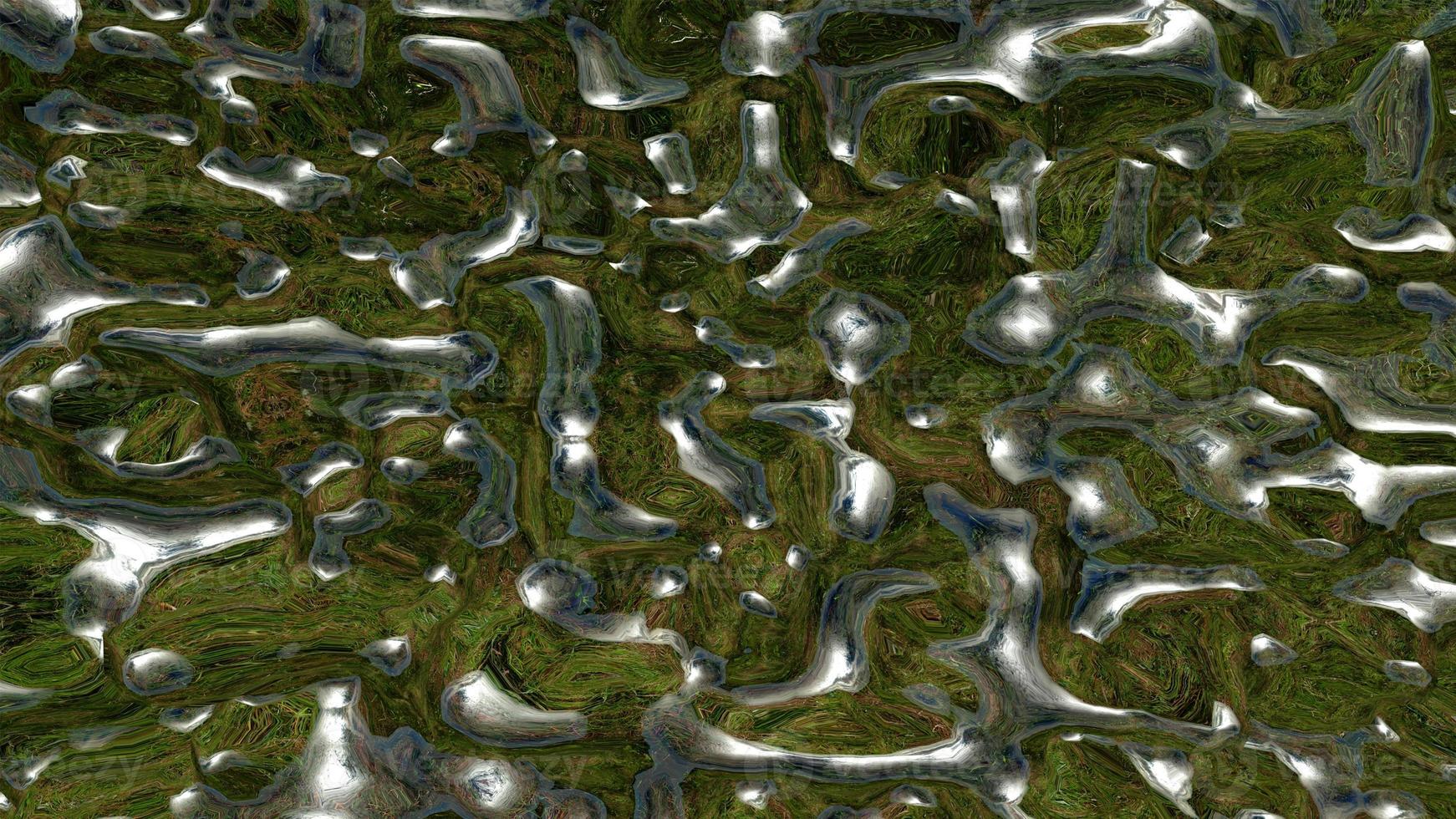 Digital Render Water Droplets on a Grass Background photo