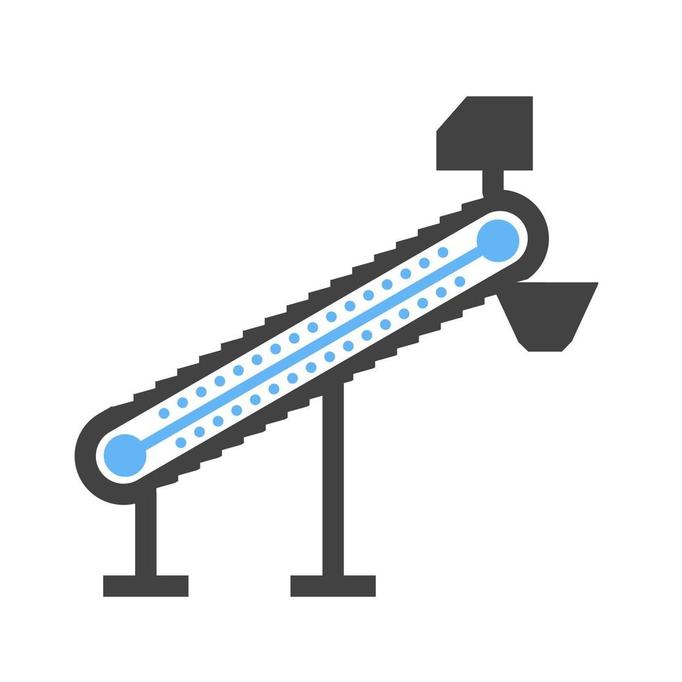 Conveyor III Glyph Blue and Black Icon vector