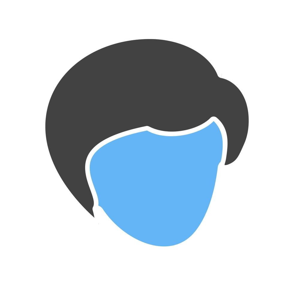 icono azul y negro de glifo de pelo corto vector