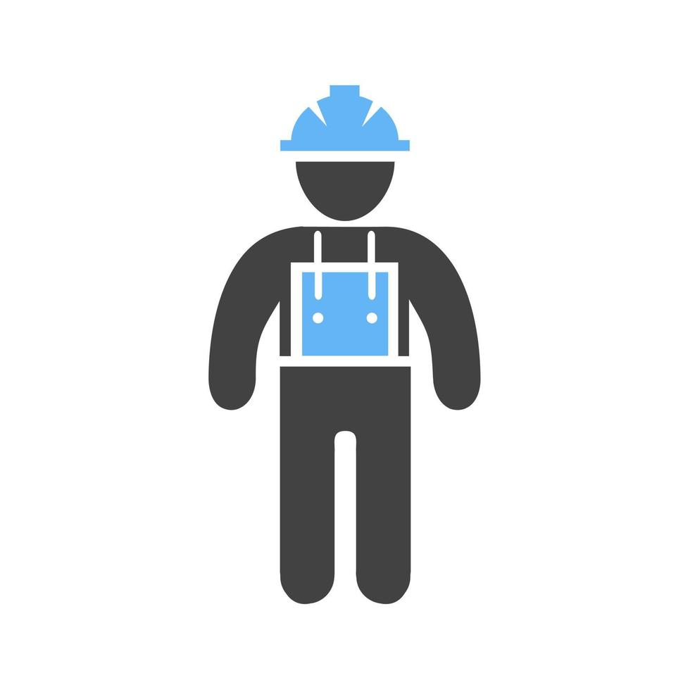 trabajador de la construcción ii glifo icono azul y negro vector