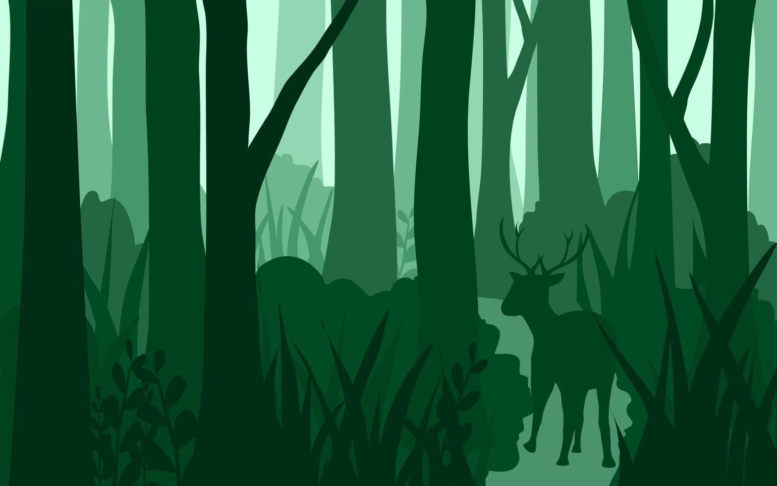 Forest Silhouette with Deer Illustration vector