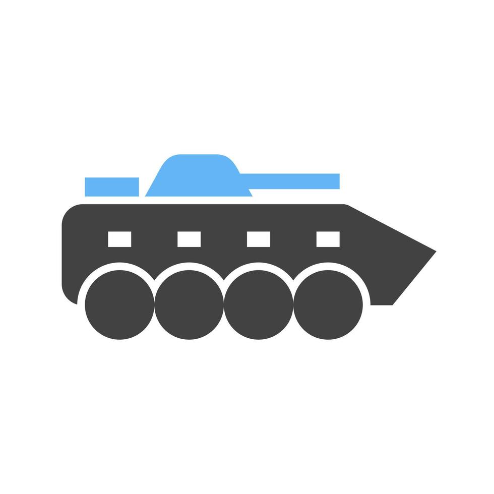 tanque de infantería glifo icono azul y negro vector