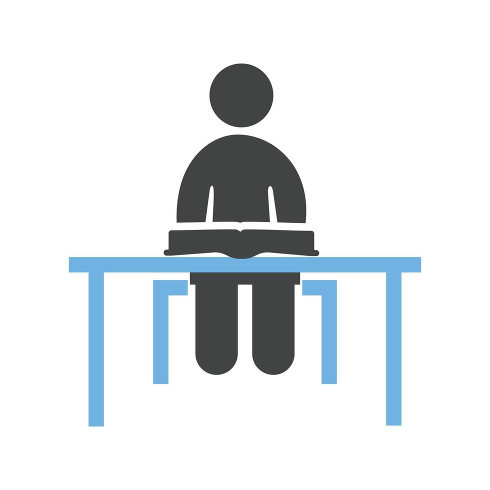 Studying on Desk II Glyph Blue and Black Icon vector