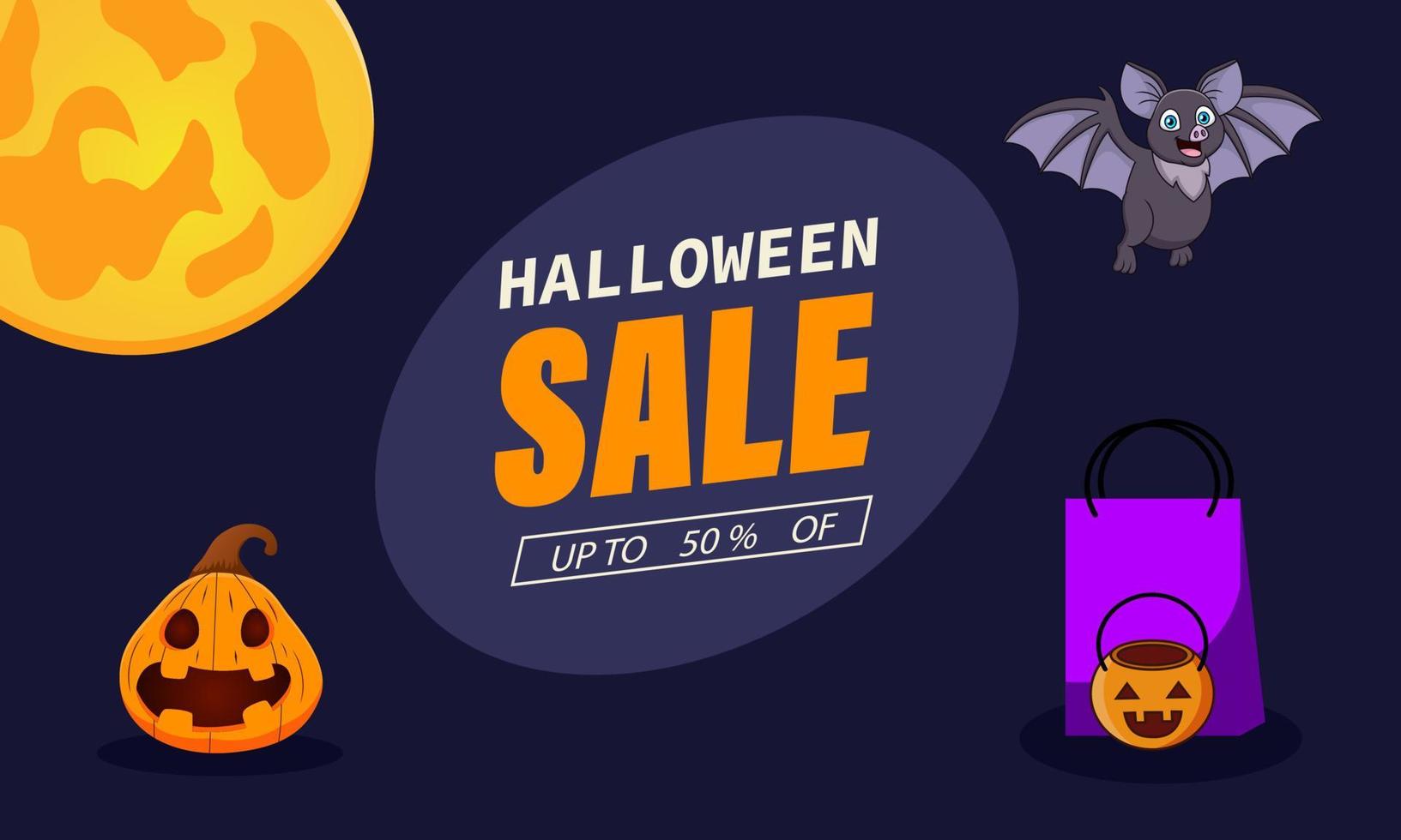 venta de halloween, venta de halloween ofrece descuentos. cartel de venta de halloween, pancarta. ilustración vectorial vector