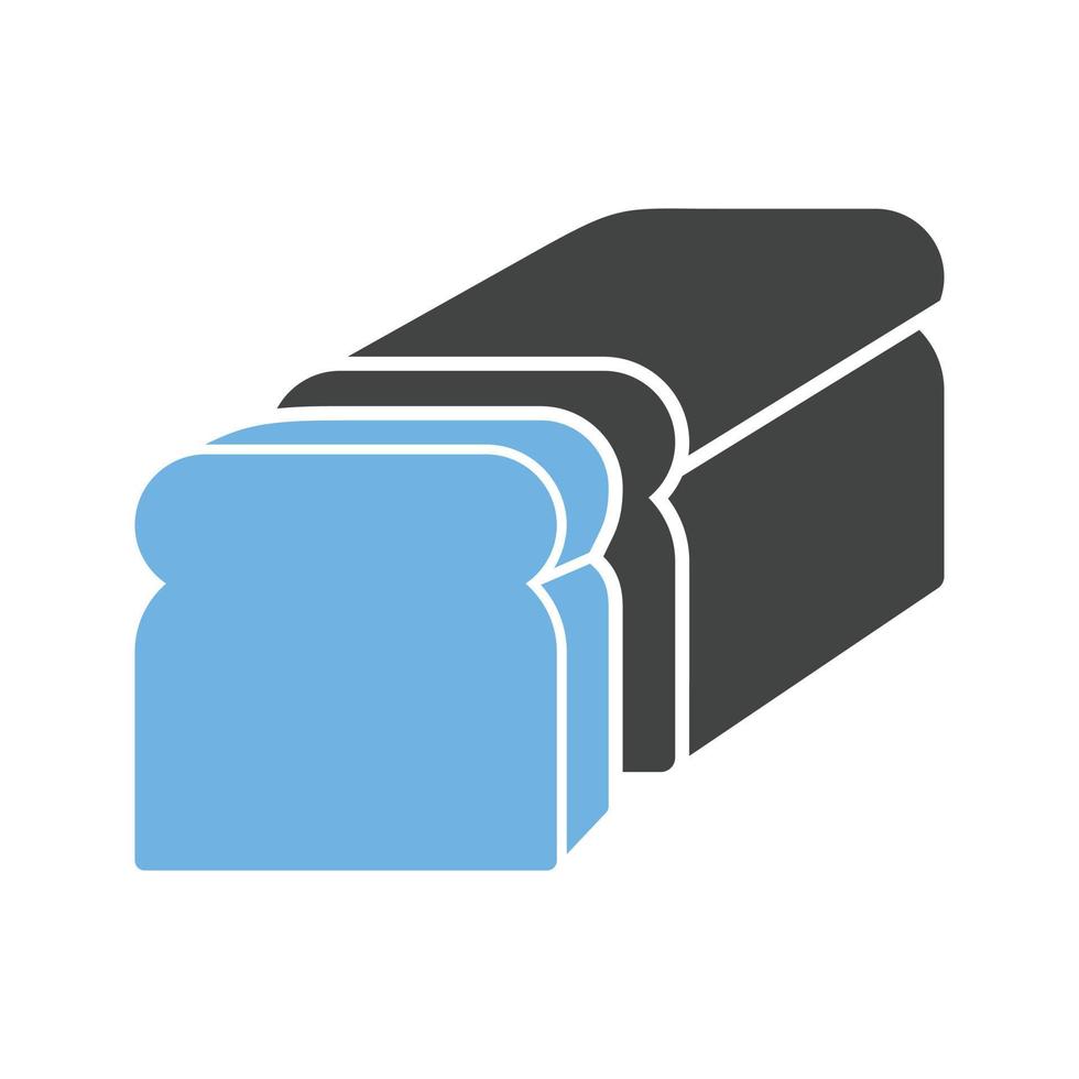 pan rebanado glifo icono azul y negro vector