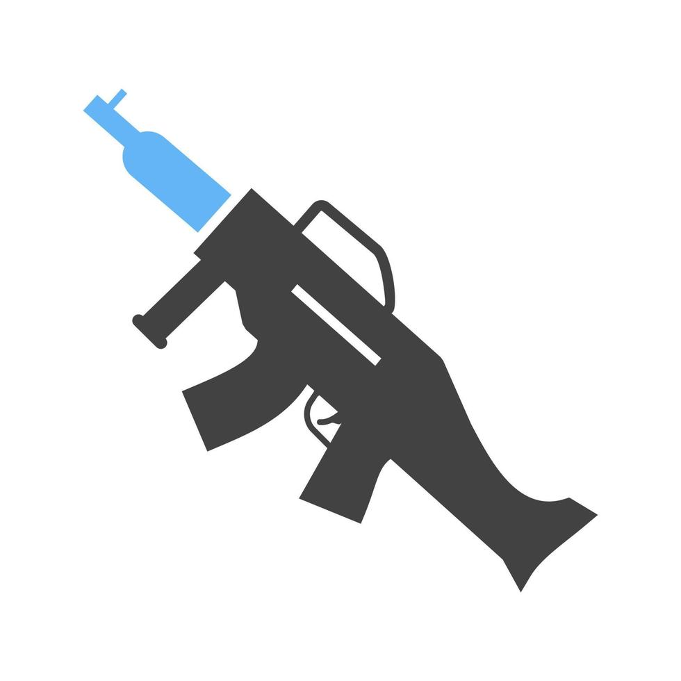 Machine Gun Glyph Blue and Black Icon vector