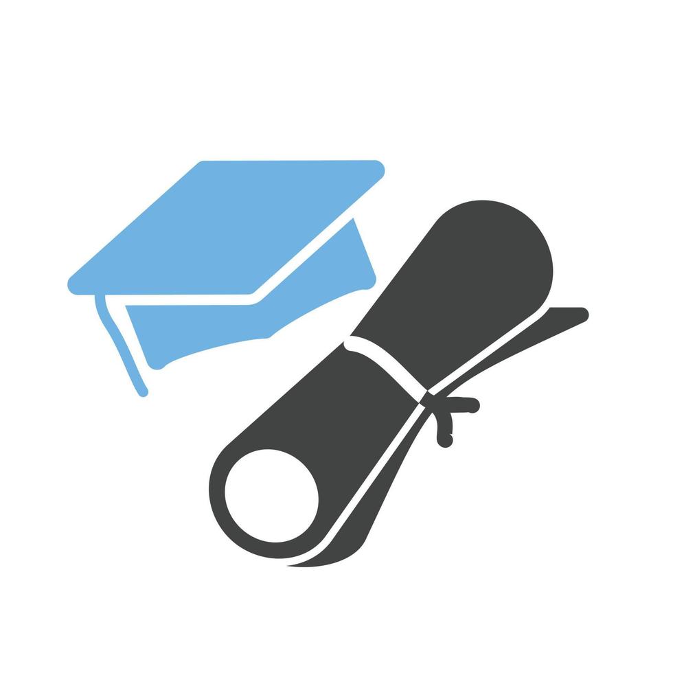 glifo de graduación icono azul y negro vector