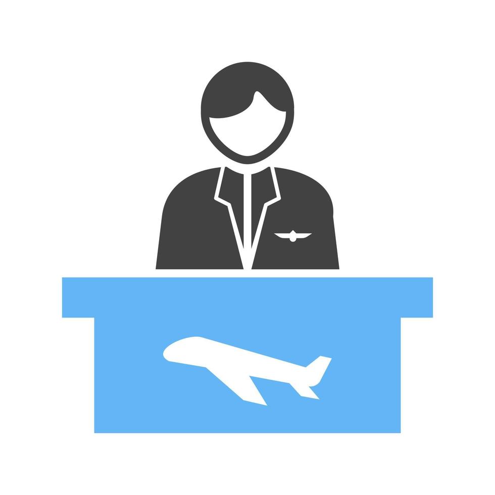 Flight Information Glyph Blue and Black Icon vector