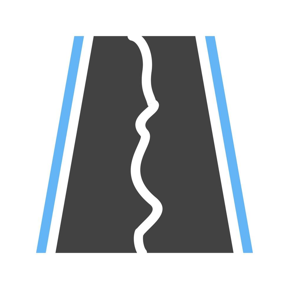 terremoto en la carretera glifo icono azul y negro vector