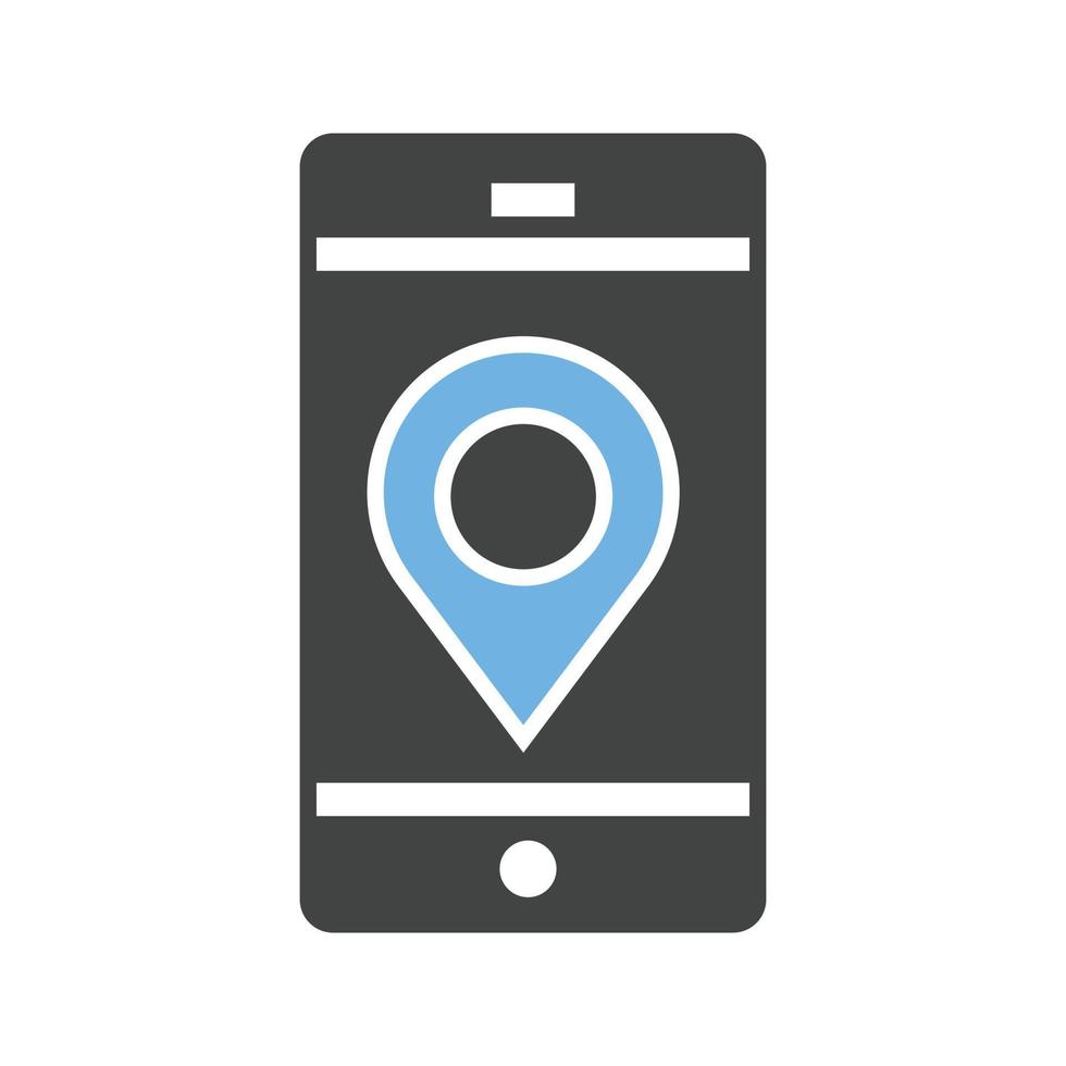 Locate on Mobile Glyph Blue and Black Icon vector