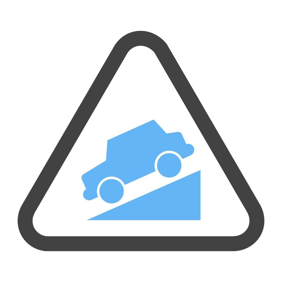Slope ahead Glyph Blue and Black Icon vector