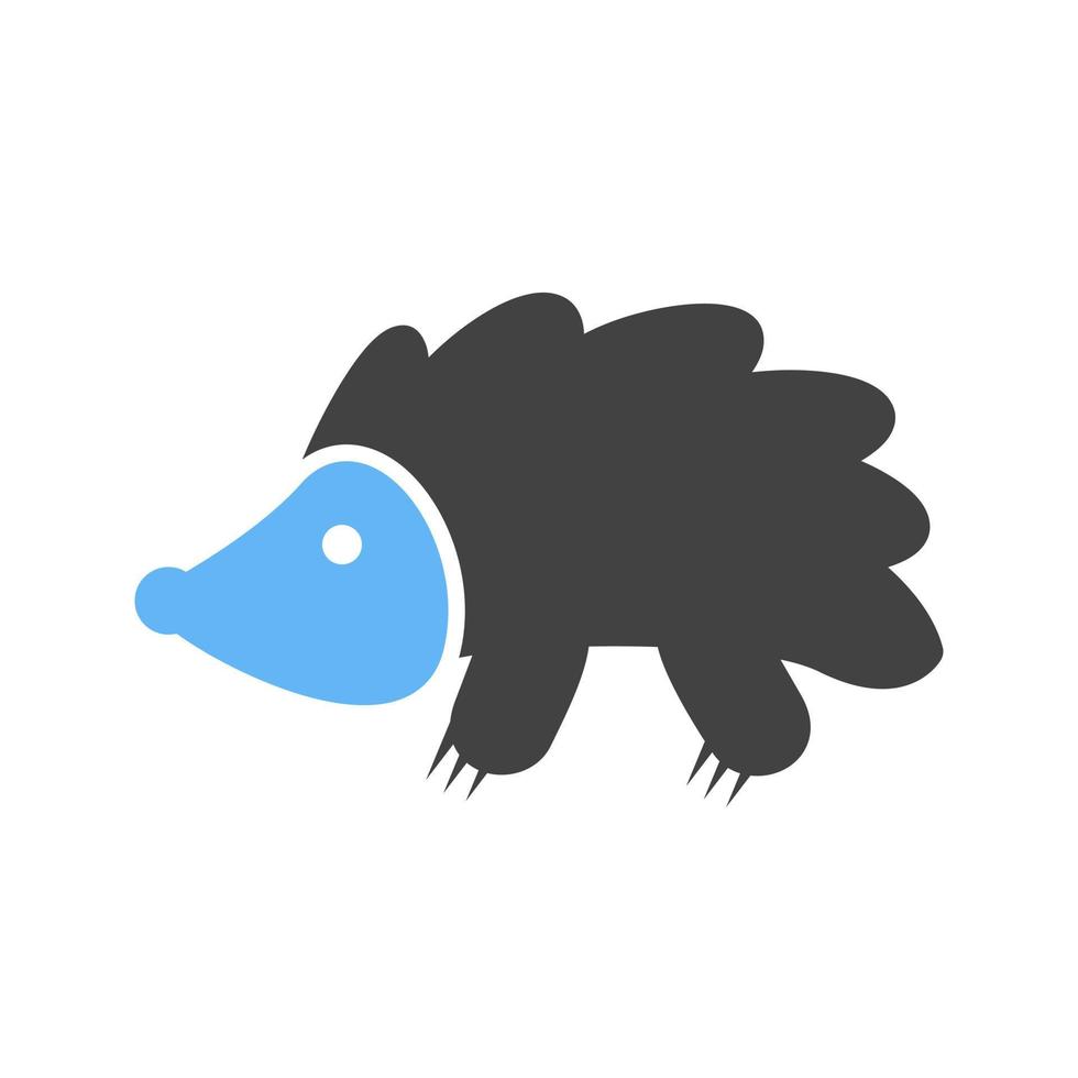 Hedgehog Glyph Blue and Black Icon vector