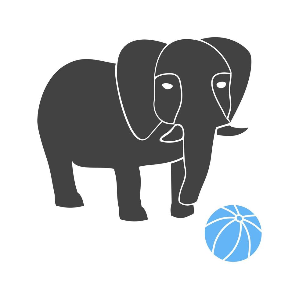 Elephant Performing Glyph Blue and Black Icon vector