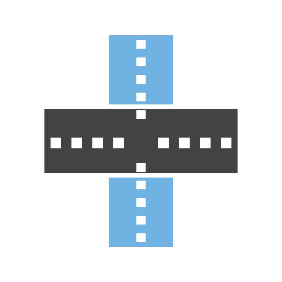 Linked Road Glyph Blue and Black Icon vector