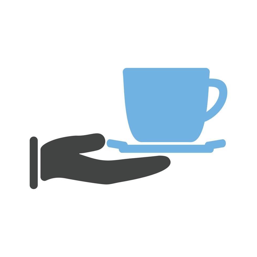 Serve Tea Glyph Blue and Black Icon vector