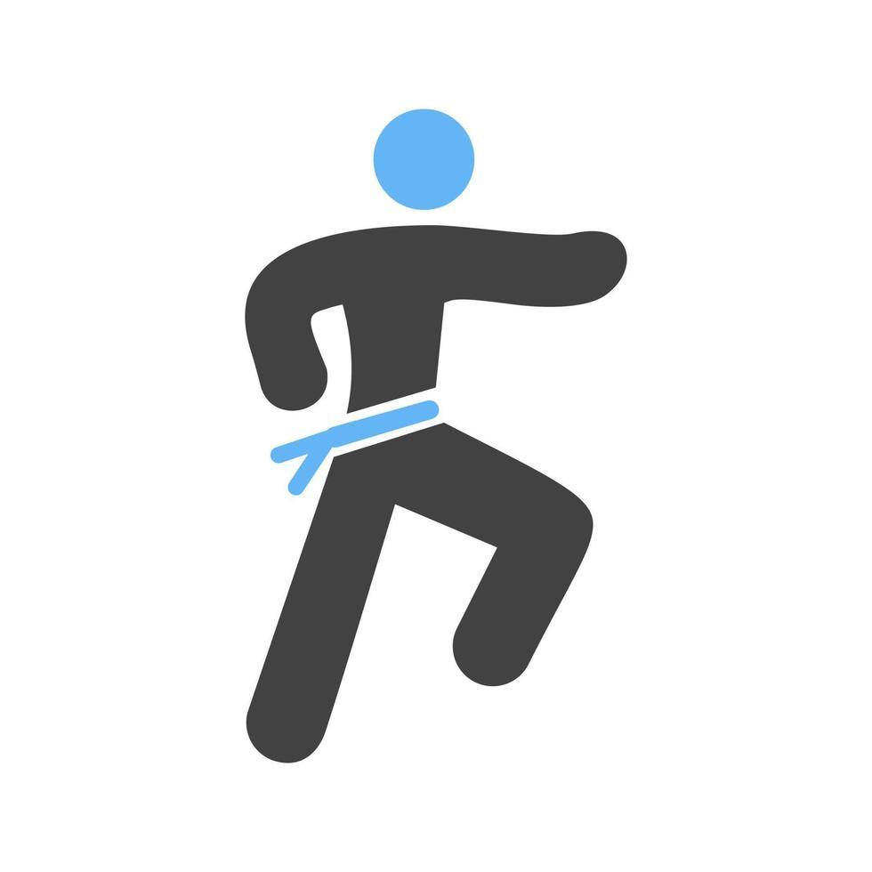 karate glifo icono azul y negro vector