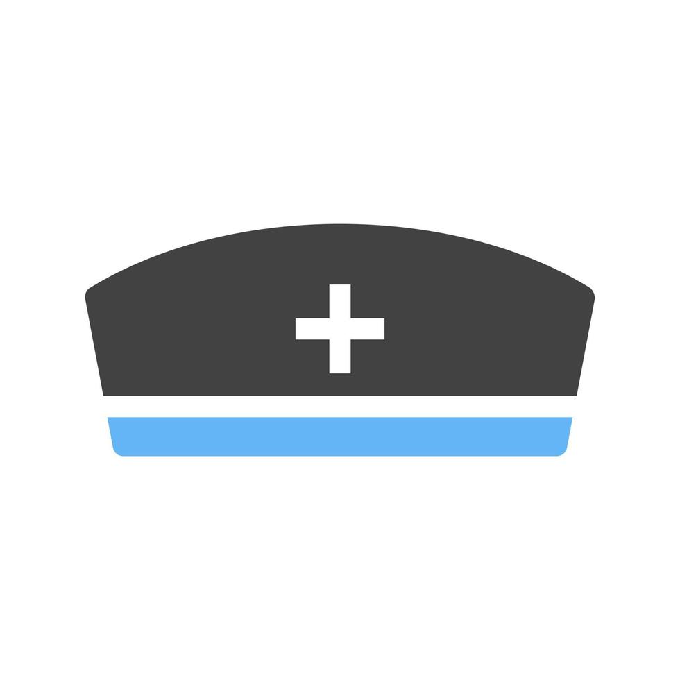 gorra de enfermera glifo icono azul y negro vector