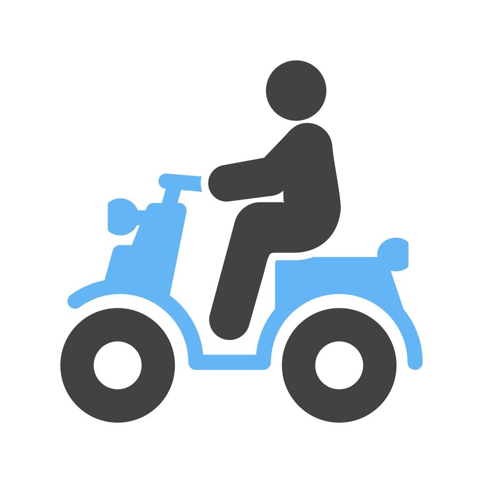 Riding Scooter Glyph Blue and Black Icon vector