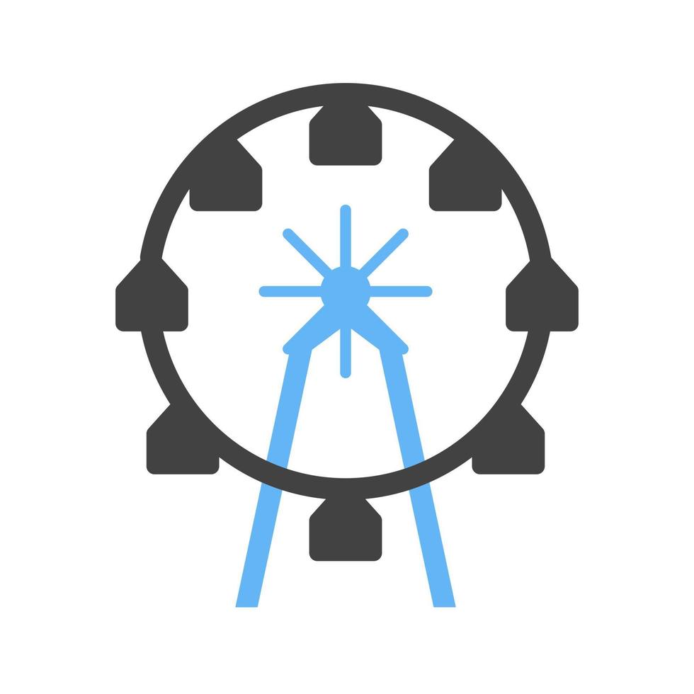 Ferris Wheel Glyph Blue and Black Icon vector