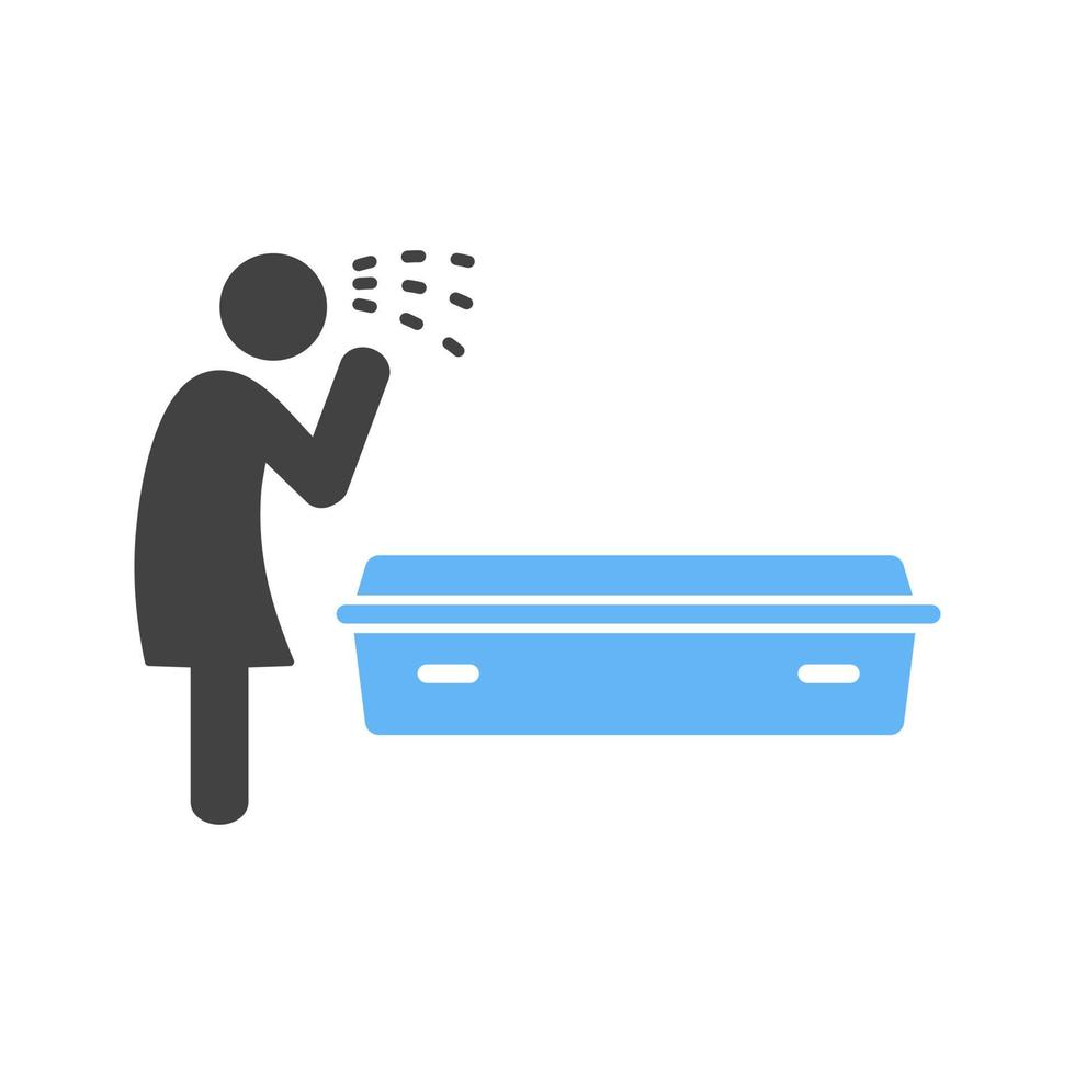 llorando por el glifo del cuerpo muerto icono azul y negro vector