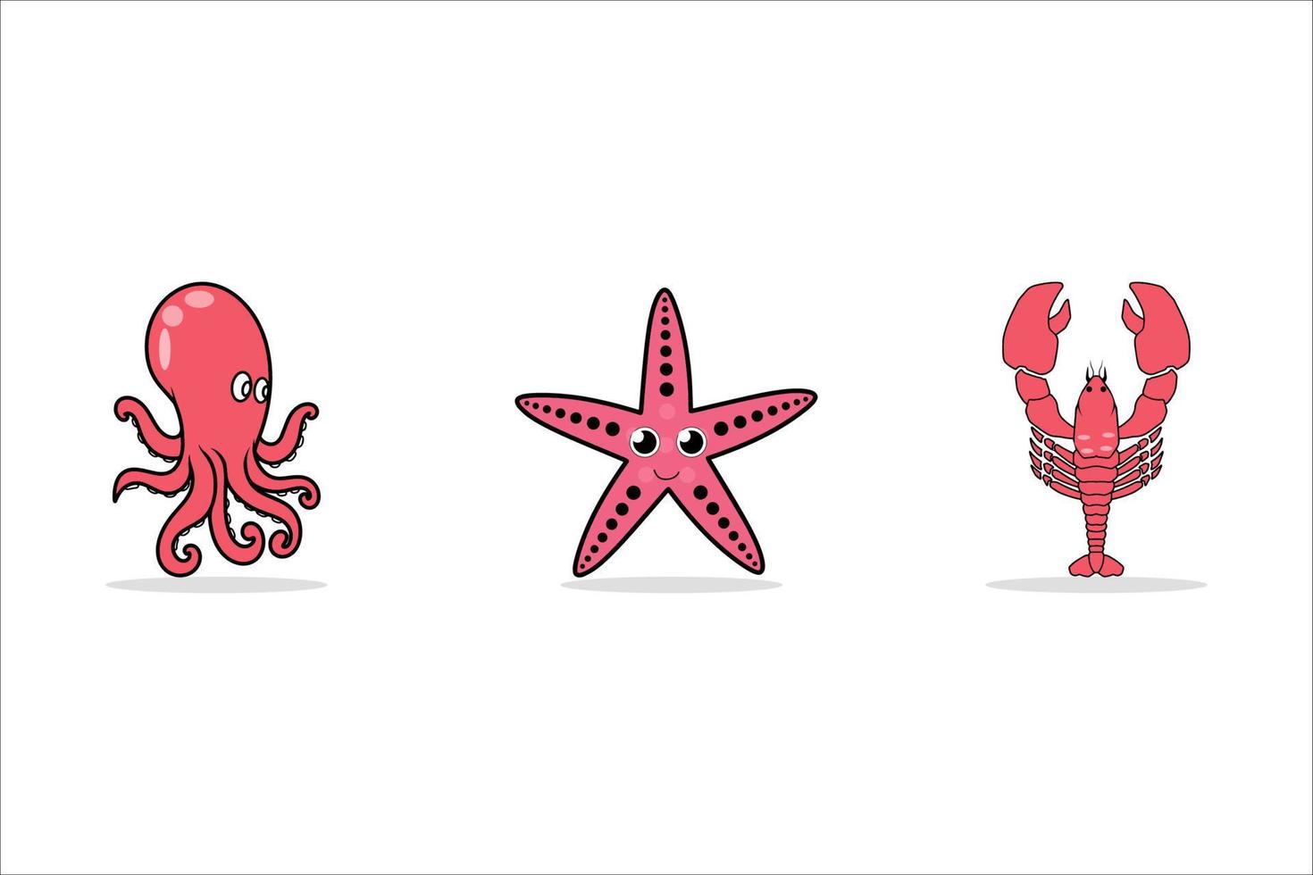 vector tres animales mar ilustraciones fondo blanco