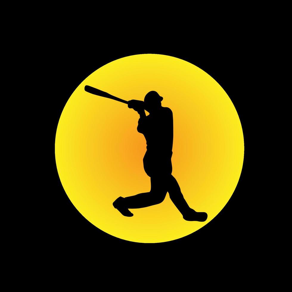 Man Golfer in Circle Sunset Illustrations Black Background vector