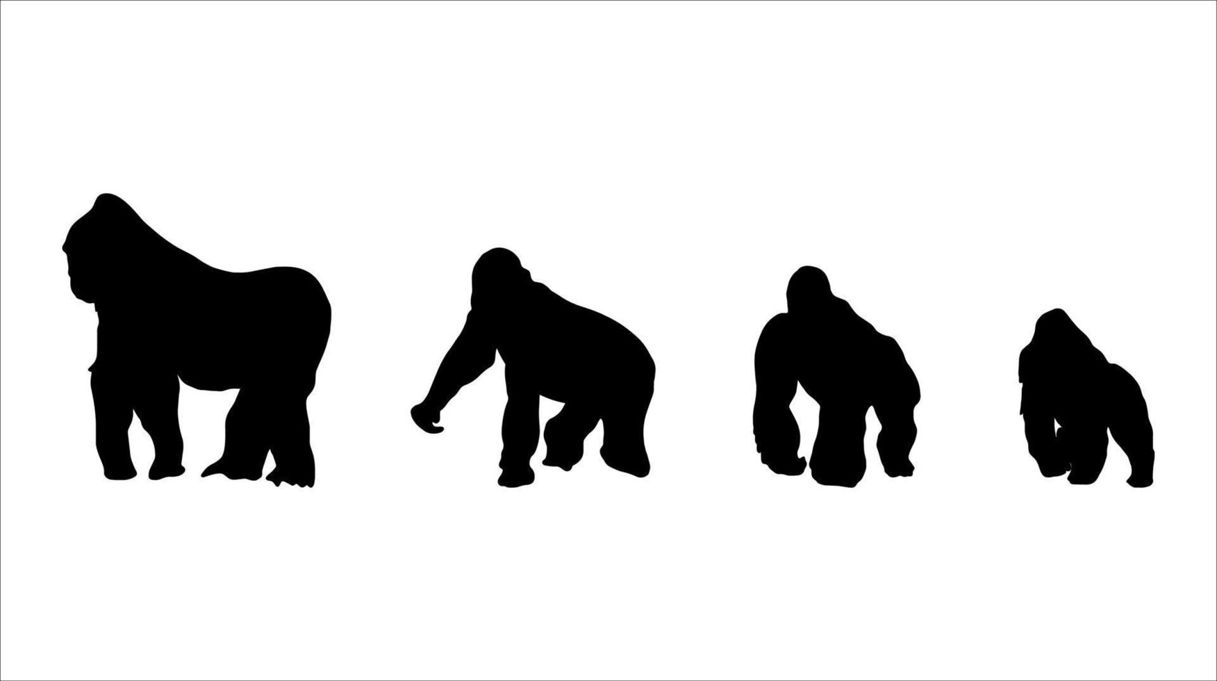 conjunto de silueta de gorila familiar vector