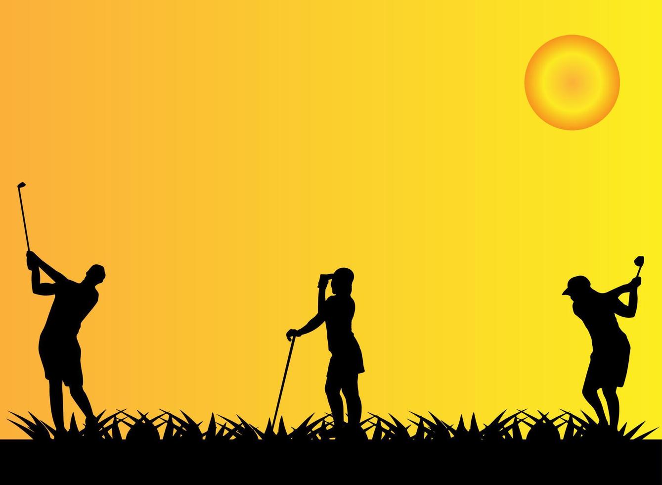 Golfer Silhouette View Sunset Illustrations vector