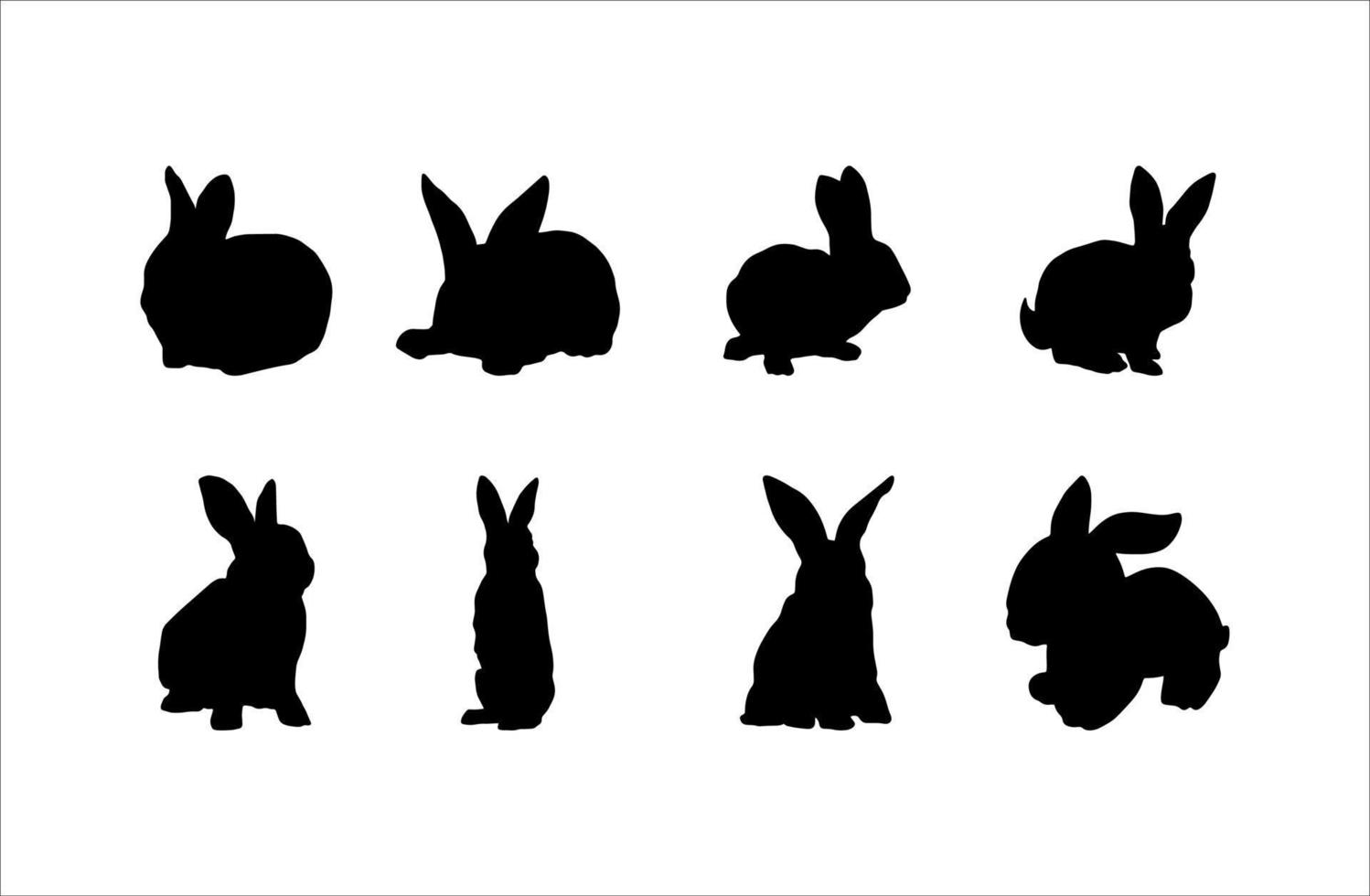 colección de conejo silueta negra vector