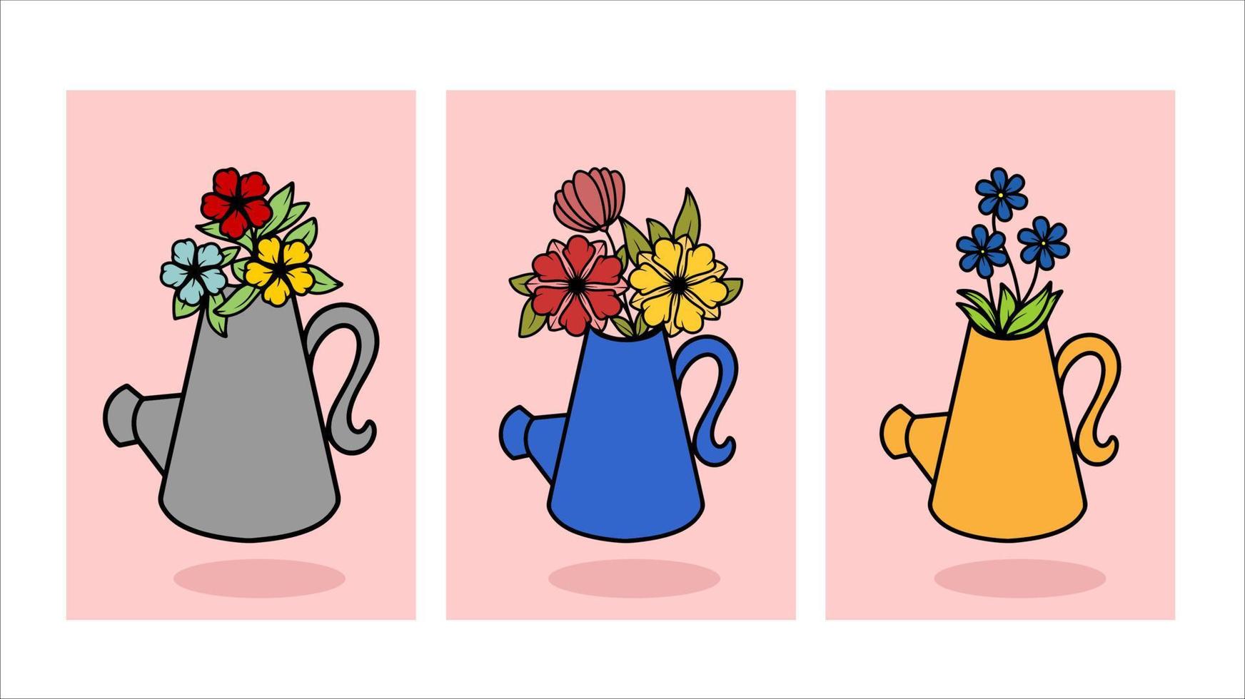 Watering Can vase pot flower vector