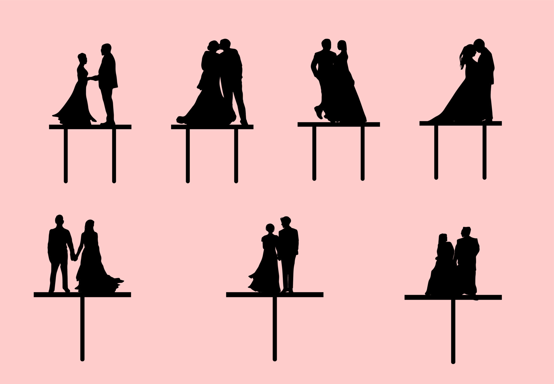 Collection of Wedding Topper Silhouette 11005670 Vector Art at Vecteezy