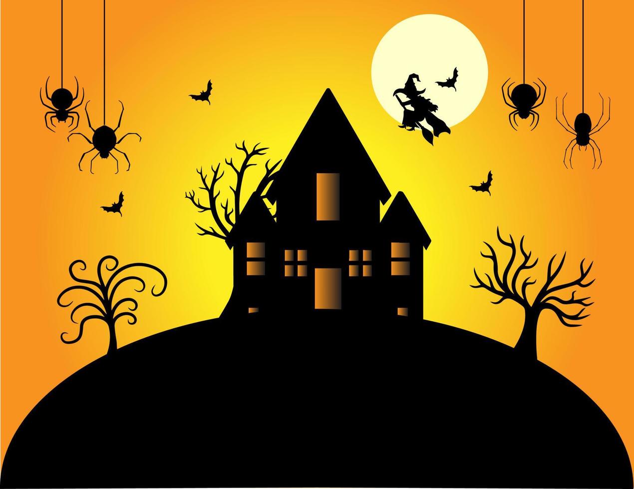 Ilustraciones de decoracion casa halloween vector